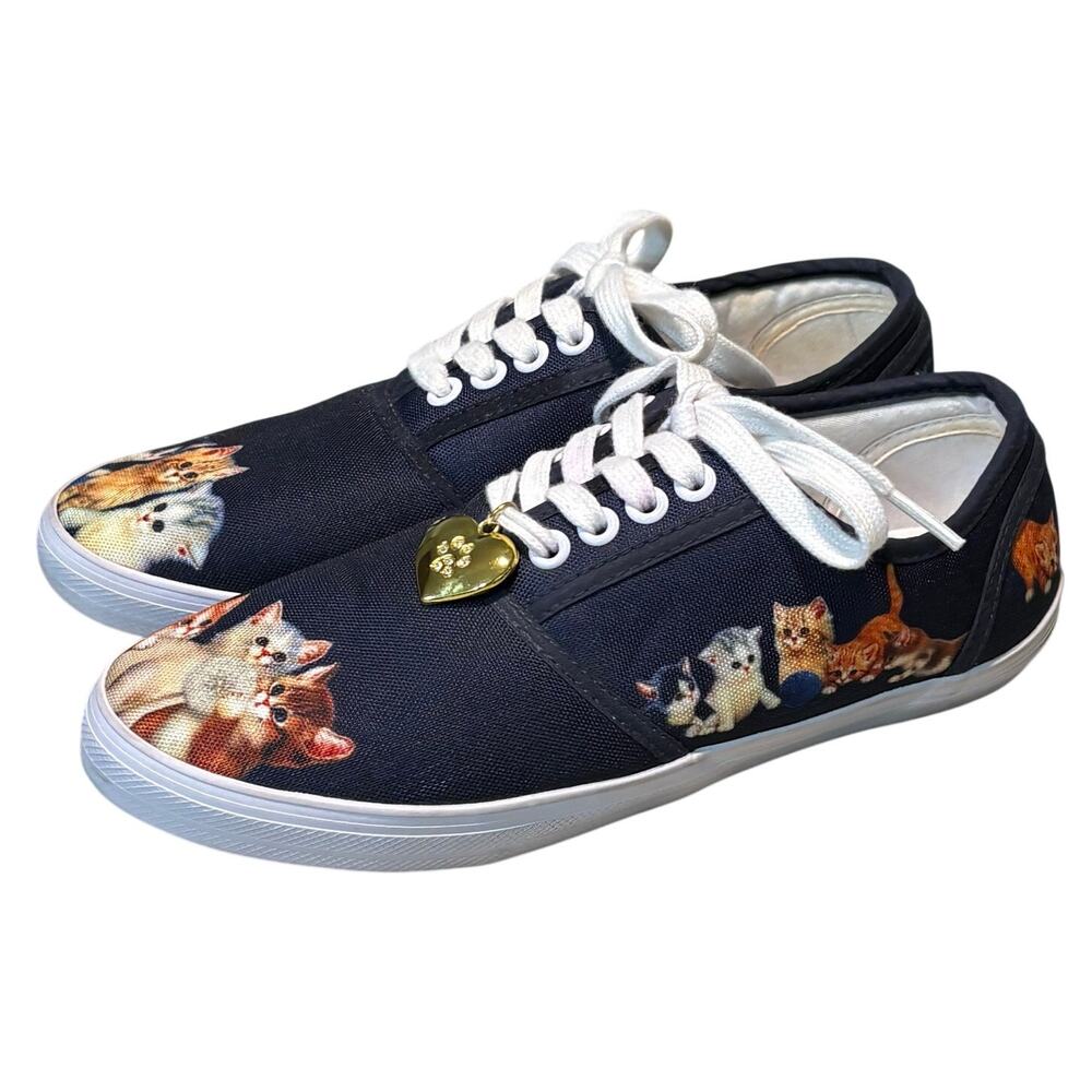 Bradford Exchange Jurgen Scholz Kitty Cat Kitten Canvas Art Lace Up Shoes Size 7